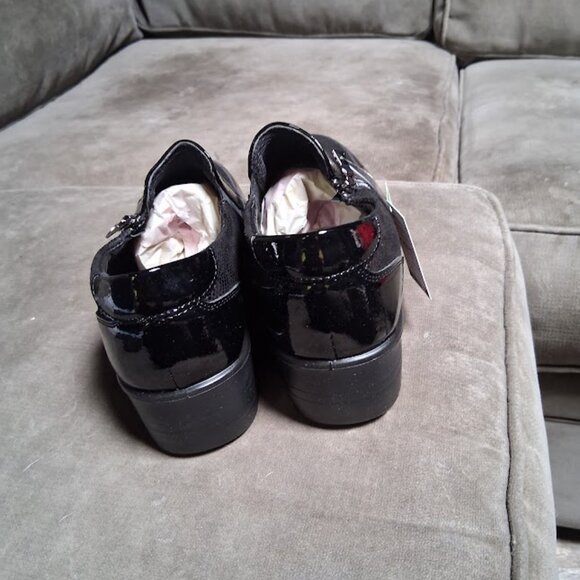 Flexus by Spring Step Concha Black Patent Leather Wedge Shoes New In Box Sz 8.5 - Picture 4 of 10